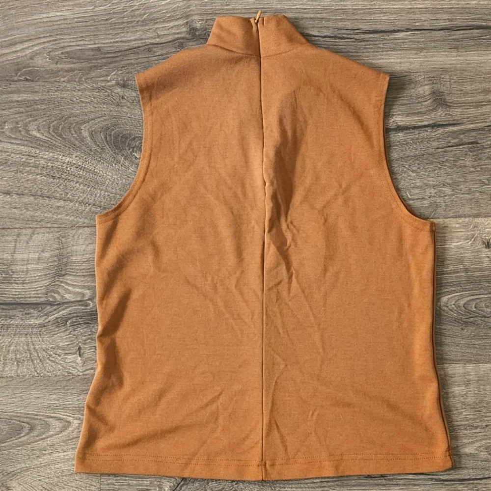 Michael Alexander Sleeveless Tan Turtleneck sz M - Picture 3 of 5